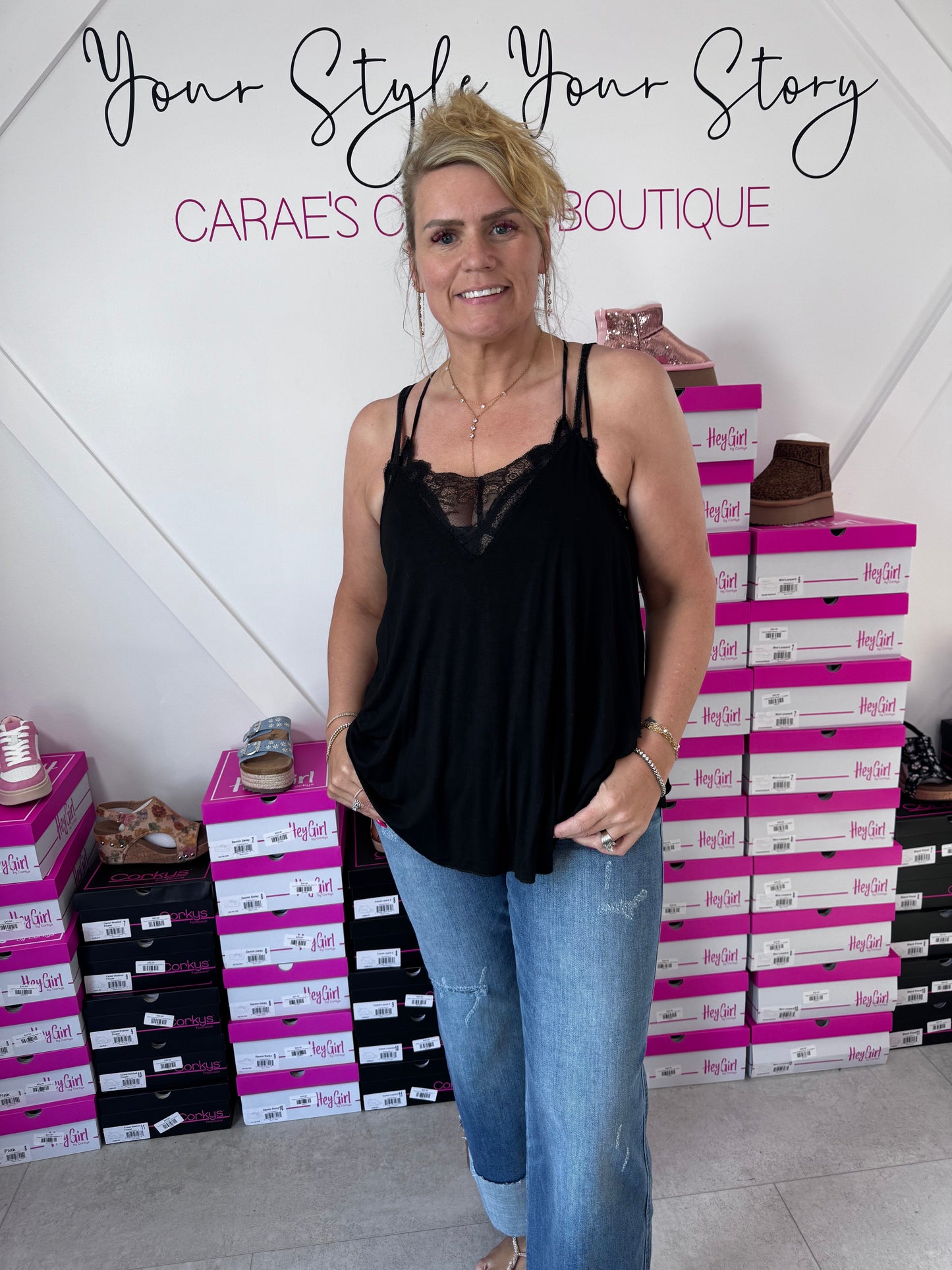 POL Lace Detail Camisole Tank