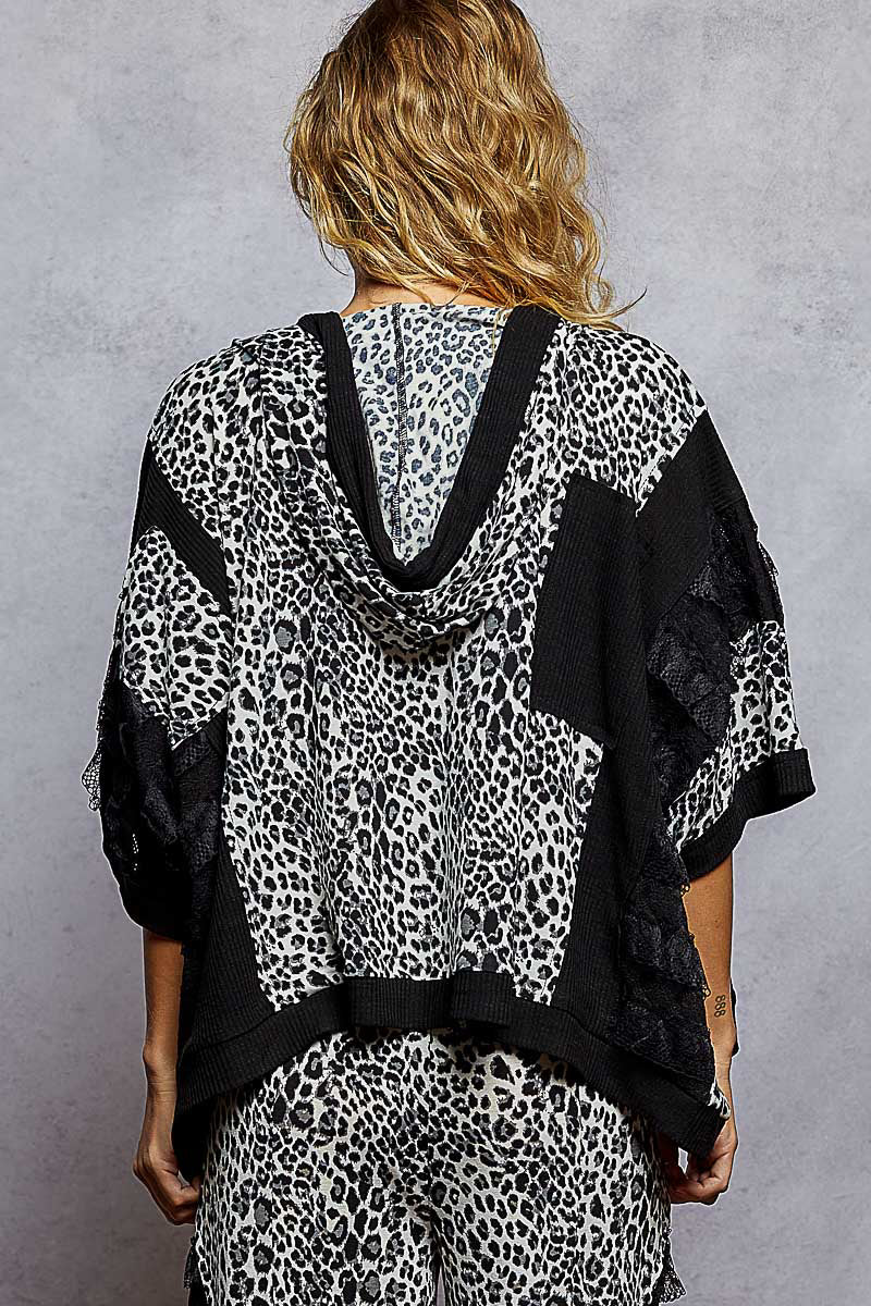 POL Cheetah Zip Up Top